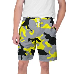 Шорты на шнурке мужские Yellow & Grey Camouflage, цвет: 3D-принт