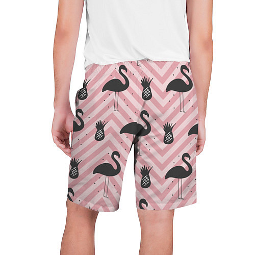 Мужские шорты Черный фламинго арт / 3D-принт – фото 2