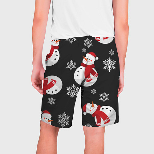 Мужские шорты Новогодний снеговик / 3D-принт – фото 2