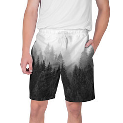 Шорты на шнурке мужские Туманный лес цвета 3D-принт — фото 1