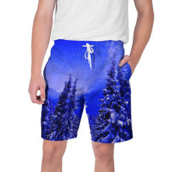 Шорты на шнурке мужские Зимний лес, цвет: 3D-принт