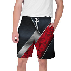 Шорты на шнурке мужские 3D BLACK AND RED METAL, цвет: 3D-принт