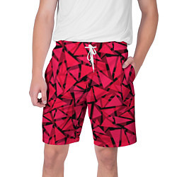 Шорты на шнурке мужские Красно-черный полигональный, цвет: 3D-принт