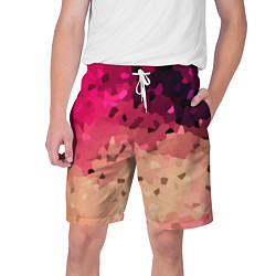 Шорты на шнурке мужские Бежево-малиновый абстрактный, цвет: 3D-принт