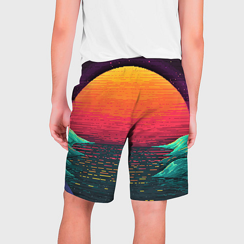 Мужские шорты Пиксельный закат / 3D-принт – фото 2