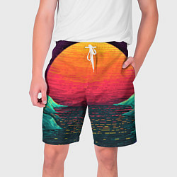 Шорты на шнурке мужские Пиксельный закат, цвет: 3D-принт