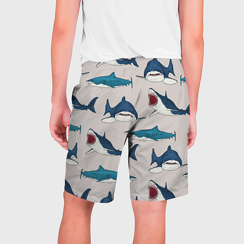Мужские шорты Кровожадные акулы паттерн / 3D-принт – фото 2