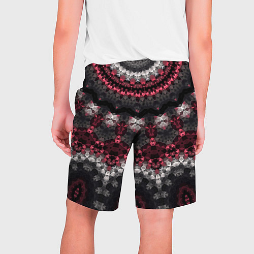 Мужские шорты Красно-черный мозаичный узор / 3D-принт – фото 2