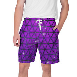 Шорты на шнурке мужские Фиолетовые треугольники, цвет: 3D-принт