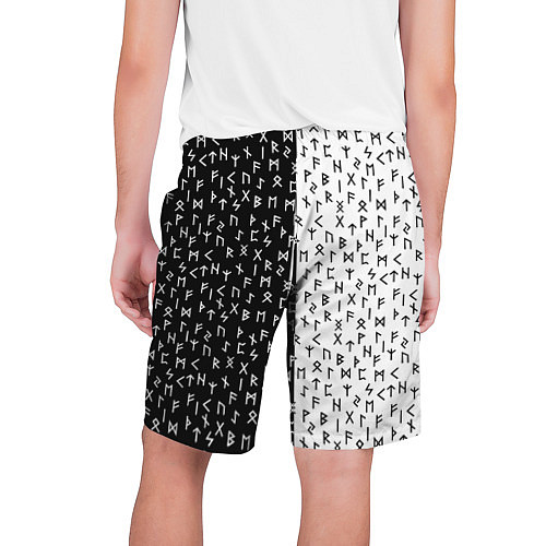 Мужские шорты Руны чёрно-белое / 3D-принт – фото 2
