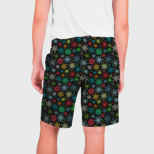 Мужские шорты Разноцветные Снежинки / 3D-принт – фото 2