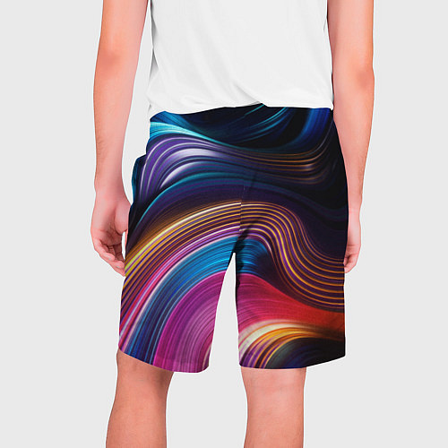 Мужские шорты Цветные неоновые волны / 3D-принт – фото 2