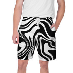 Шорты на шнурке мужские Черно-белые полосы Black and white stripes, цвет: 3D-принт