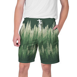 Шорты на шнурке мужские Елки-палки, хвойный лес, цвет: 3D-принт