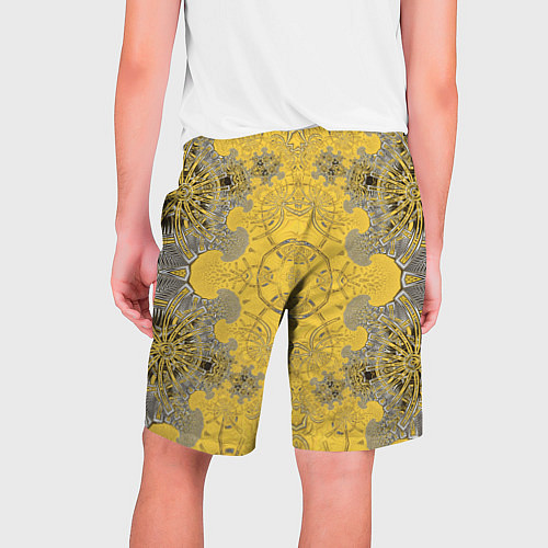Мужские шорты Коллекция Фрактальная мозаика Желтый на черном 573 / 3D-принт – фото 2