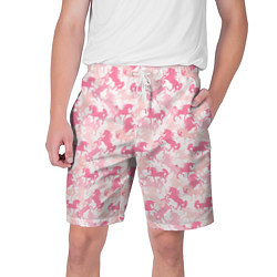 Шорты на шнурке мужские Розовые Единороги, цвет: 3D-принт