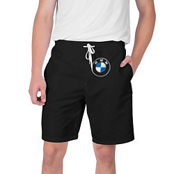 Шорты на шнурке мужские BMW LOGO CARBON ЧЕРНЫЙ КАРБОН, цвет: 3D-принт