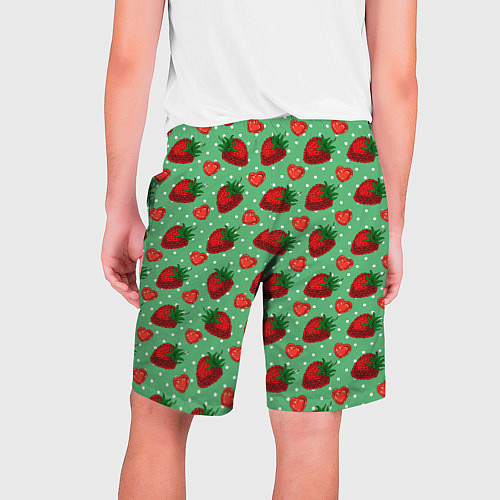 Мужские шорты Клубника на зеленом фоне / 3D-принт – фото 2