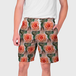 Шорты на шнурке мужские Нежные розы паттерн, цвет: 3D-принт