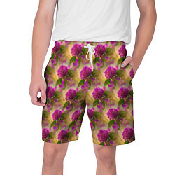 Шорты на шнурке мужские Фиолетовые цветочки 3d, цвет: 3D-принт