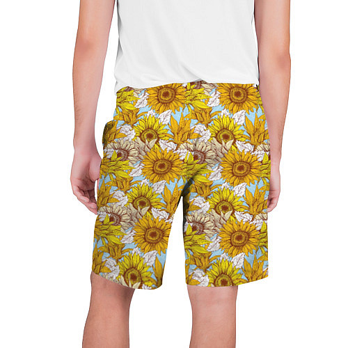 Мужские шорты Желтые подсолнухи - паттерн / 3D-принт – фото 2
