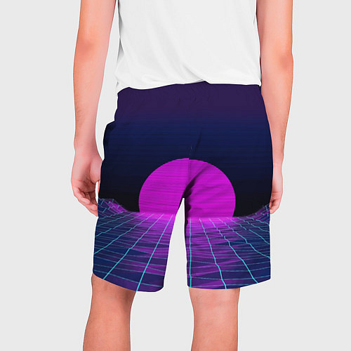 Мужские шорты Закат розового солнца Vaporwave Психоделика / 3D-принт – фото 2