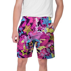 Шорты на шнурке мужские Star Colorful Pattern Fashion Neon, цвет: 3D-принт