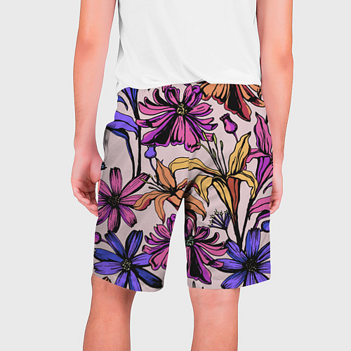 Мужские шорты Цветы Разноцветные / 3D-принт – фото 2
