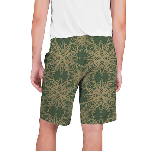 Мужские шорты Зелено-золотой фрактальный узор / 3D-принт – фото 2