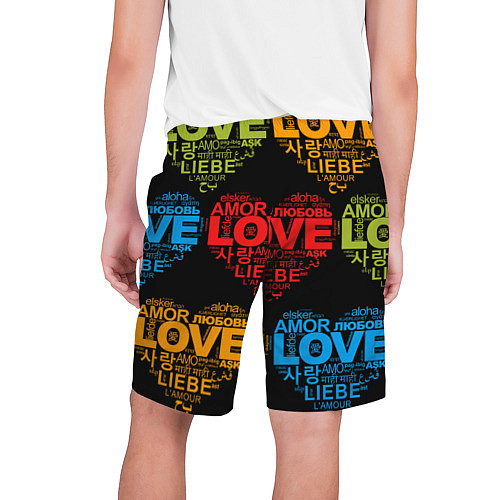 Мужские шорты Love, Amor, Любовь - Неон версия / 3D-принт – фото 2