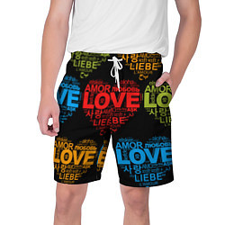 Шорты на шнурке мужские Love, Amor, Любовь - Неон версия, цвет: 3D-принт