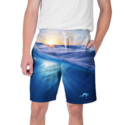 Шорты на шнурке мужские Грань между небом и водой, цвет: 3D-принт