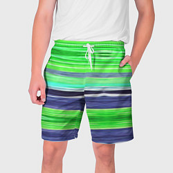 Шорты на шнурке мужские Сине-зеленые абстрактные полосы, цвет: 3D-принт