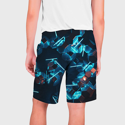 Мужские шорты Неоновые фигуры с лазерами - Голубой / 3D-принт – фото 2