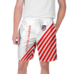 Шорты на шнурке мужские Atletico madrid красные полосы, цвет: 3D-принт