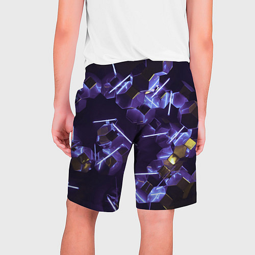 Мужские шорты Неоновые фигуры с лазерами - Фиолетовый / 3D-принт – фото 2