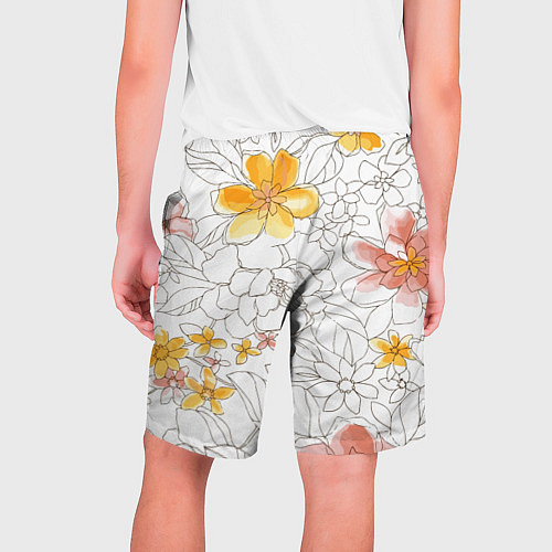 Мужские шорты Минималистическая цветочная композиция Watercolour / 3D-принт – фото 2