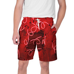 Мужские шорты Неоновые закрученные фонари - Красный