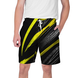 Шорты на шнурке мужские Жёлтая и Чёрная Масляная Краска, цвет: 3D-принт