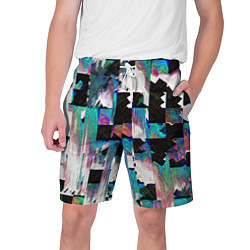 Шорты на шнурке мужские Glitch Abstract squares Глитч Абстрактные квадраты, цвет: 3D-принт