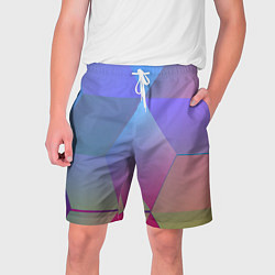 Шорты на шнурке мужские Крупные квадраты, цвет: 3D-принт