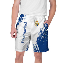 Шорты на шнурке мужские Реал Мадрид краска, цвет: 3D-принт