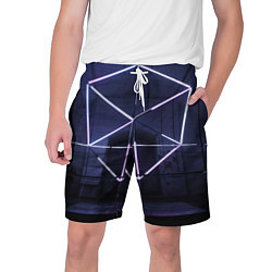 Мужские шорты Неоновый прерывистый куб во тьме - Фиолетовый