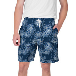 Шорты на шнурке мужские Темно-синий цветочный узор pattern, цвет: 3D-принт
