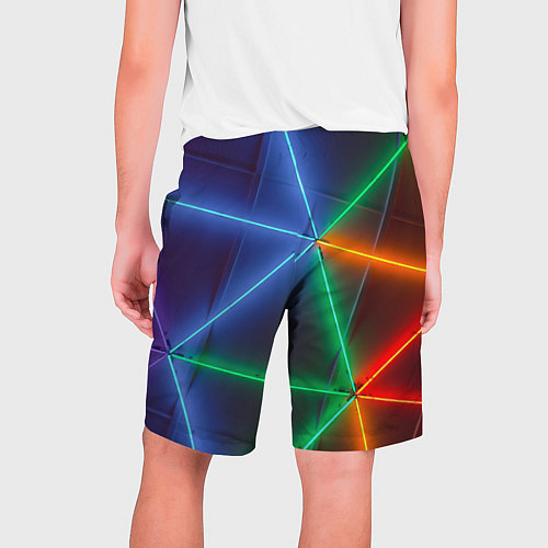 Мужские шорты Неоновые лучи разных цветов - Синий / 3D-принт – фото 2
