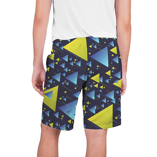 Мужские шорты Абстракция Из Жёлтых и Синих Треугольников На Тёмн / 3D-принт – фото 2