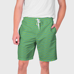 Шорты на шнурке мужские Зеленые зигзаги, цвет: 3D-принт