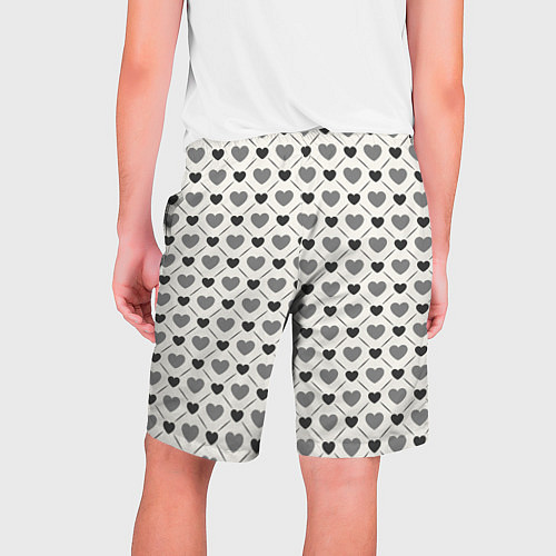 Мужские шорты Сердечки черно-белые паттерн / 3D-принт – фото 2