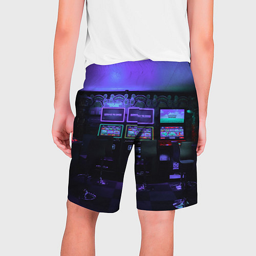 Мужские шорты Неоновые игровые автоматы - Фиолетoвый / 3D-принт – фото 2
