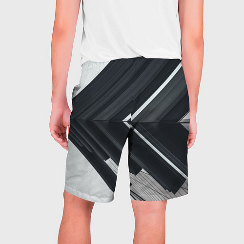 Мужские шорты Абстрактные геометрические линии - Белый / 3D-принт – фото 2